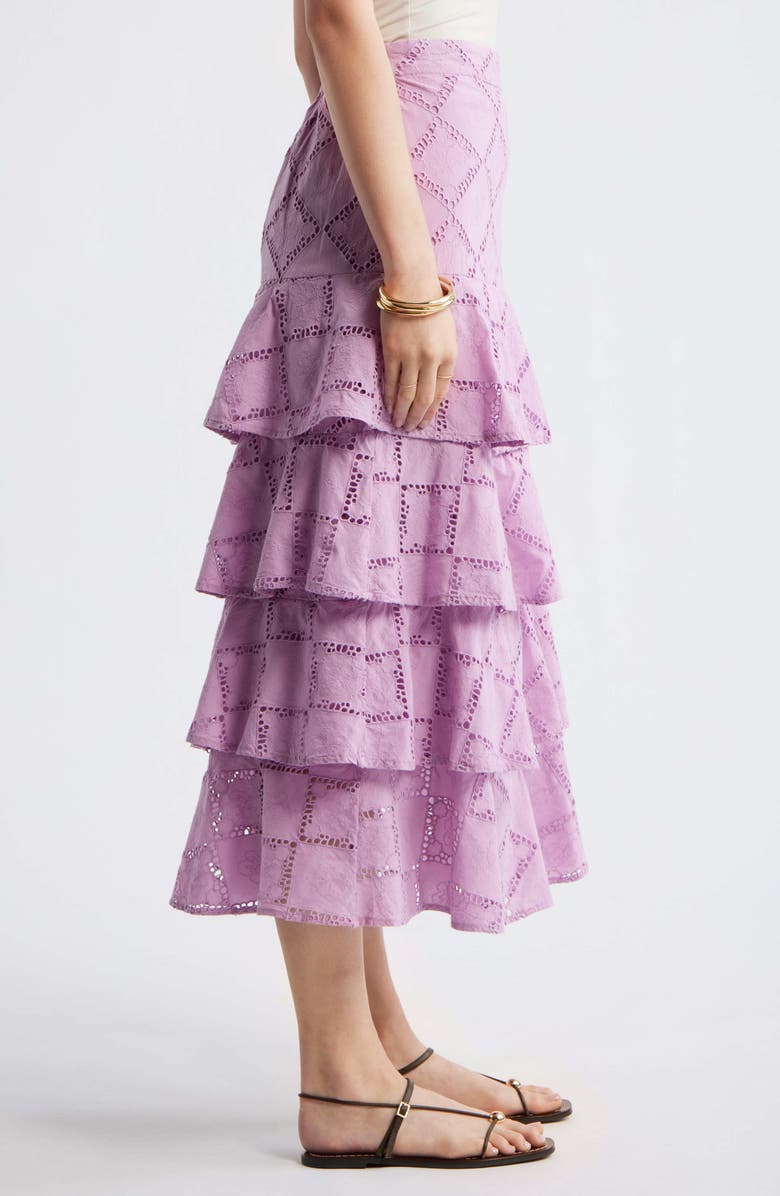 Treasure & Bond Tiered Eyelet Embroidered Maxi Skirt, Alternate, color, Pink Gale