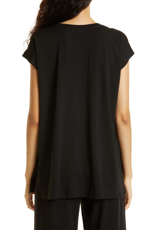 Eileen Fisher Crinkled Organic Cotton Jersey Tunic In Black