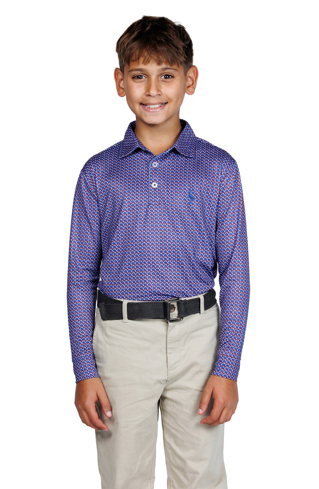 TailorByrd Kids' Football Print Long Sleeve Performance Polo ...