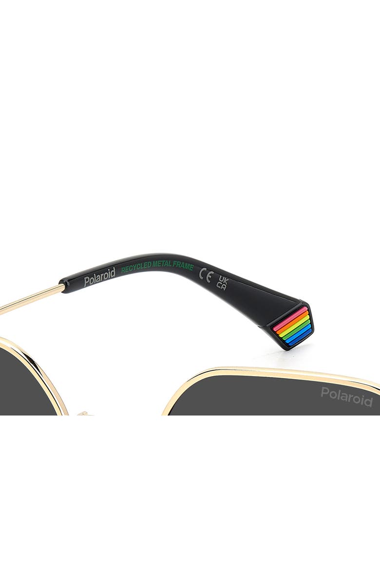 Polaroid 54mm Polarized Rectangular Sunglasses, Alternate, color, Gold Black/ Grey Polar