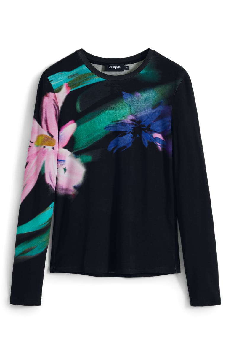 Desigual Abstract Floral Print Long Sleeve T-Shirt, Alternate, color,