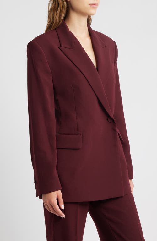 Mango Iguana Double Breasted Blazer In Burgundy