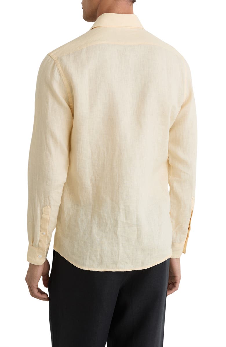 Reiss Ruban Regular Fit Solid Linen Button-Up Shirt, Alternate, color, Buttermilk Yellow