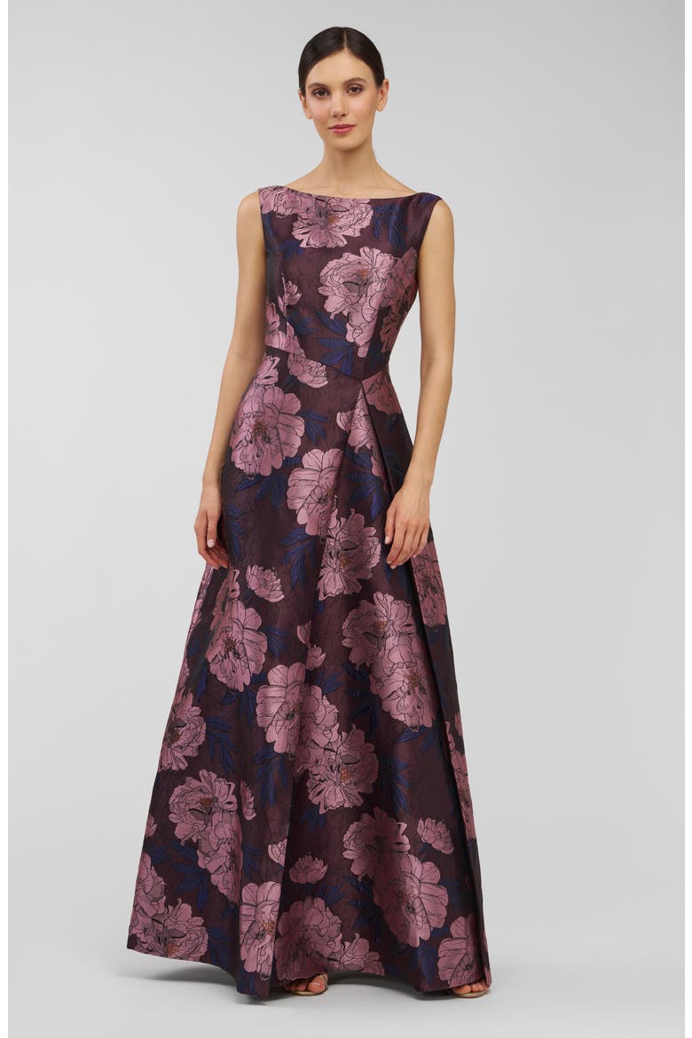 Caitlin Metallic Floral Jacquard Sleeveless Gown, Alternate, color, PRIMROSE MULTI