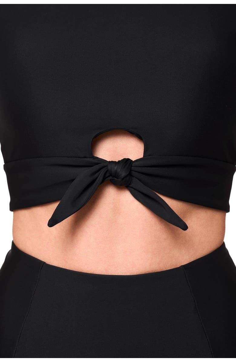 Coolibar Women's Swim Crop Top - UPF 50+ Sun Protection - Hibiscus, Alternate, color, Black