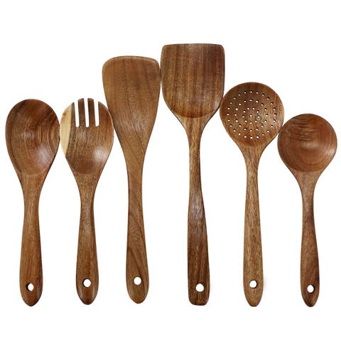 6 Piece Acacia Wood Kitchen Utensil Set