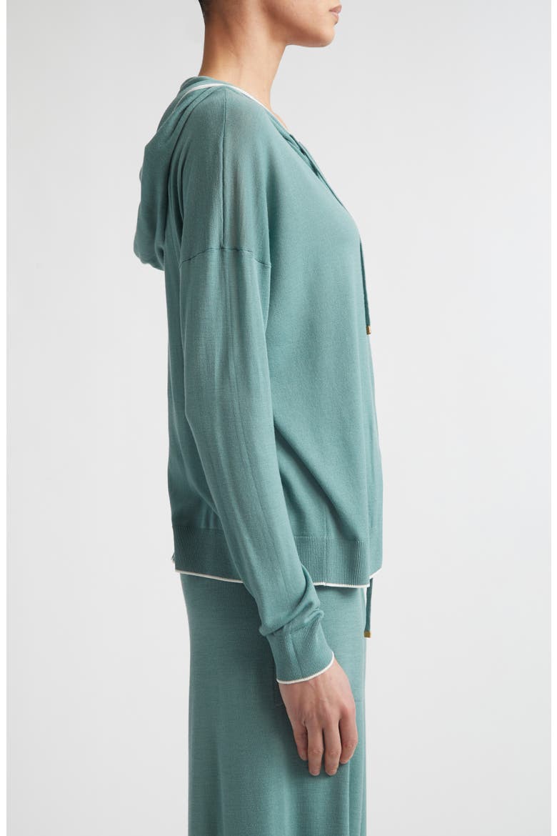 Avalon Travel Merino Wool Full Zip Hoodie, Alternate, color, WHITE/JADE