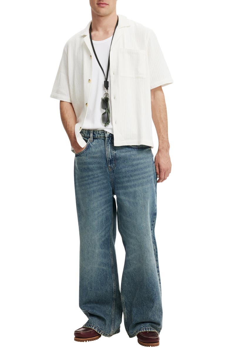 Cotton On Boxy Fit Cotton Button-Up Camp Shirt, Alternate, color, White