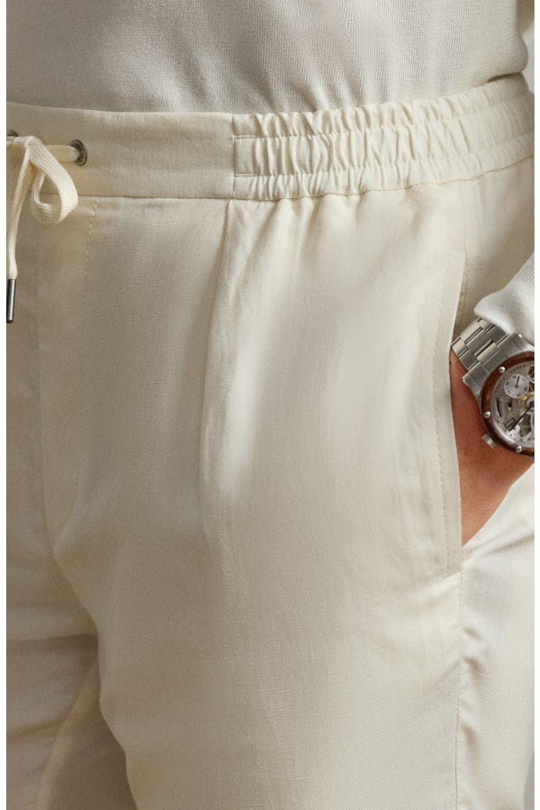 Hand Tailored Drawstring Linen Shorts, Alternate, color, WHITE