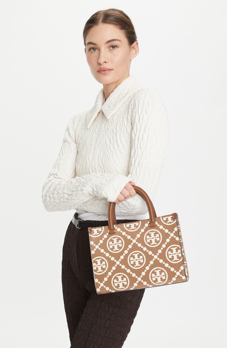 Tory Burch T Monogram Embossed Textured Leather Tote, Alternate, color,