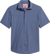 Johnston & Murphy XC+™ Motion Geo Print Short-Sleeve Performance Knit Button-Up Shirt