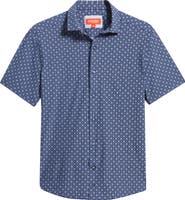 Johnston & Murphy XC+™ Motion Geo Print Short-Sleeve Performance Knit Button-Up Shirt