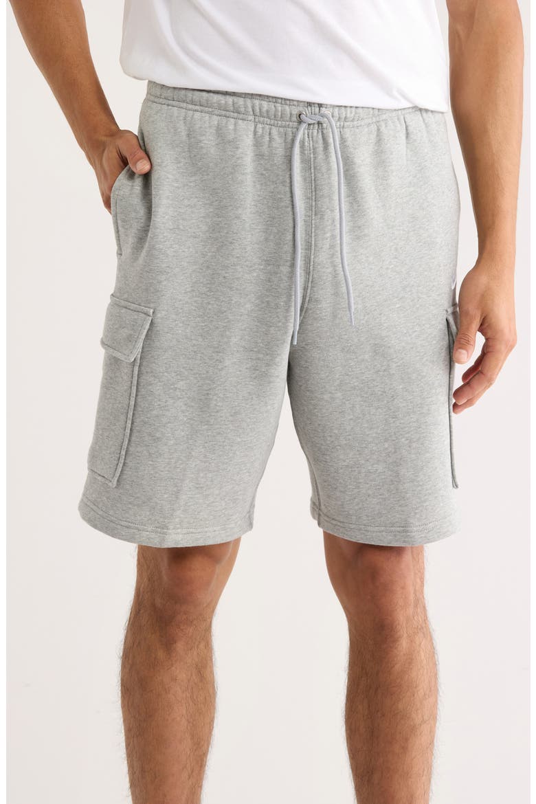 Brushed Fleece Cargo Shorts, Main, color, DARK GREY HEATHER/ LIGHT GREY
