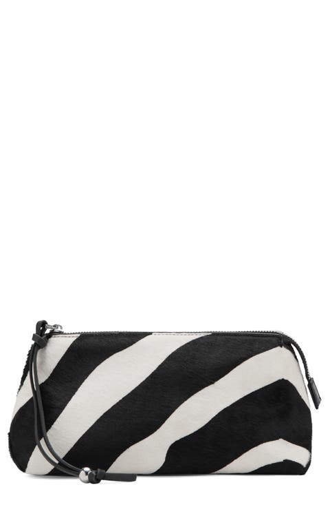 Zebra Genuine Calf Hair Cosmetics Bag