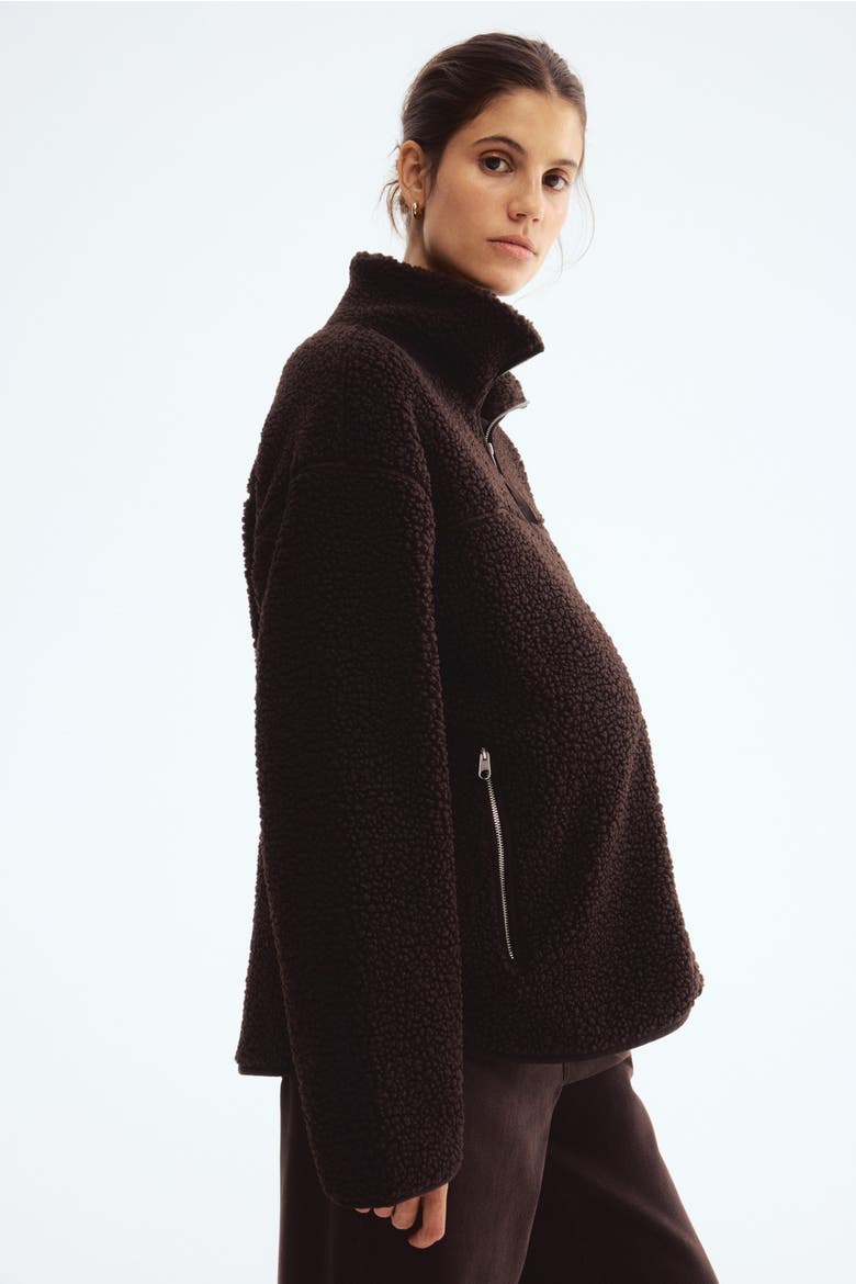 Mama Before & After Babywearing Teddy Jacket, Alternate, color, Dark brown