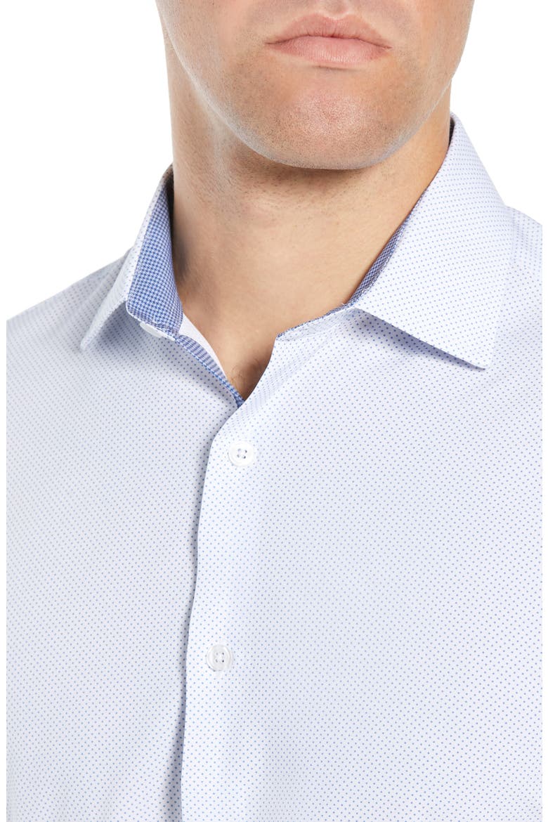 Slim Fit Performance Stretch Dot Dress Shirt, Alternate, color, LIGHT BLUE