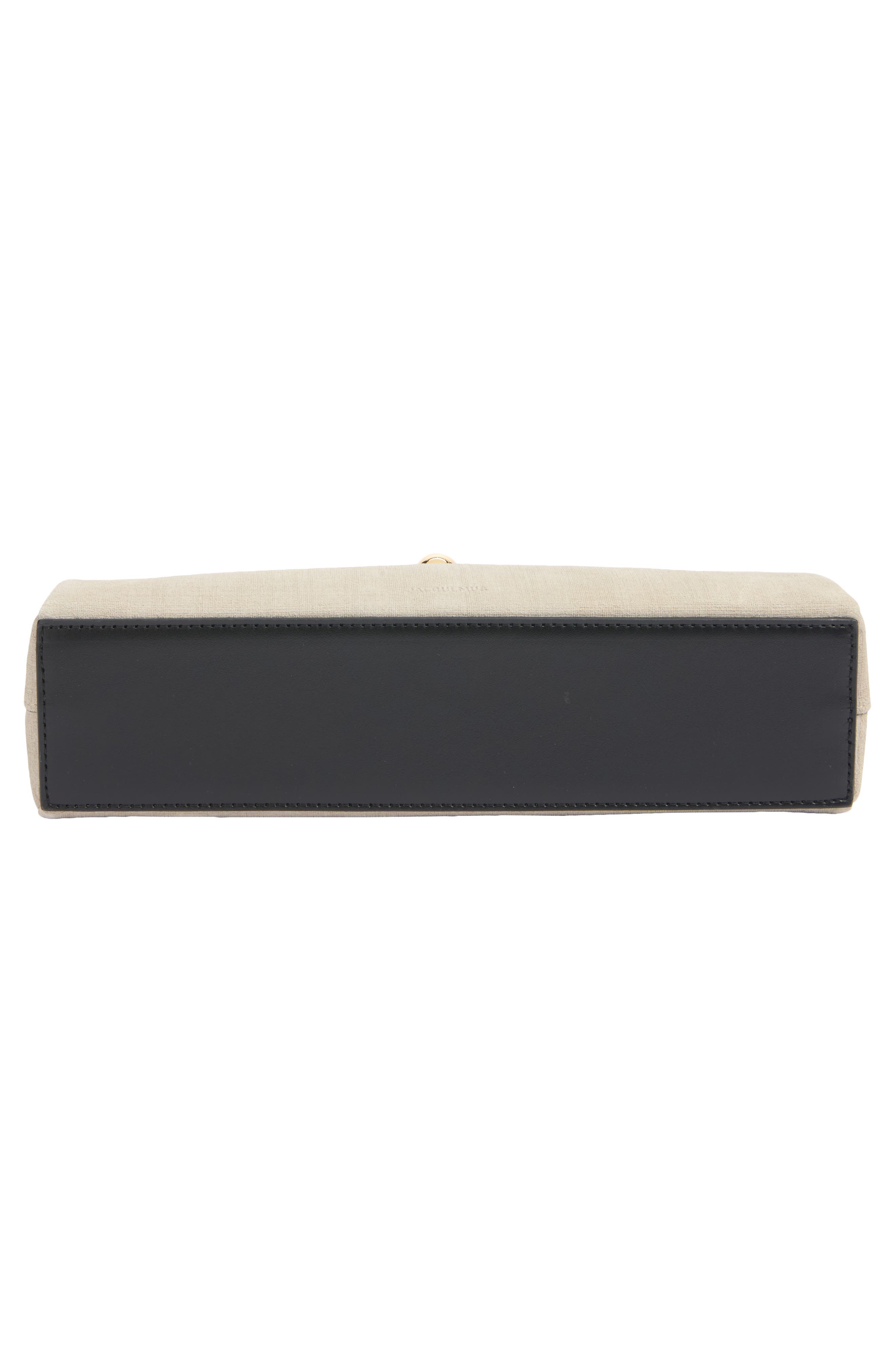 The Valérie Linen Effect Leather Clutch, Alternate, color, GREIGE / BLACK 1PV