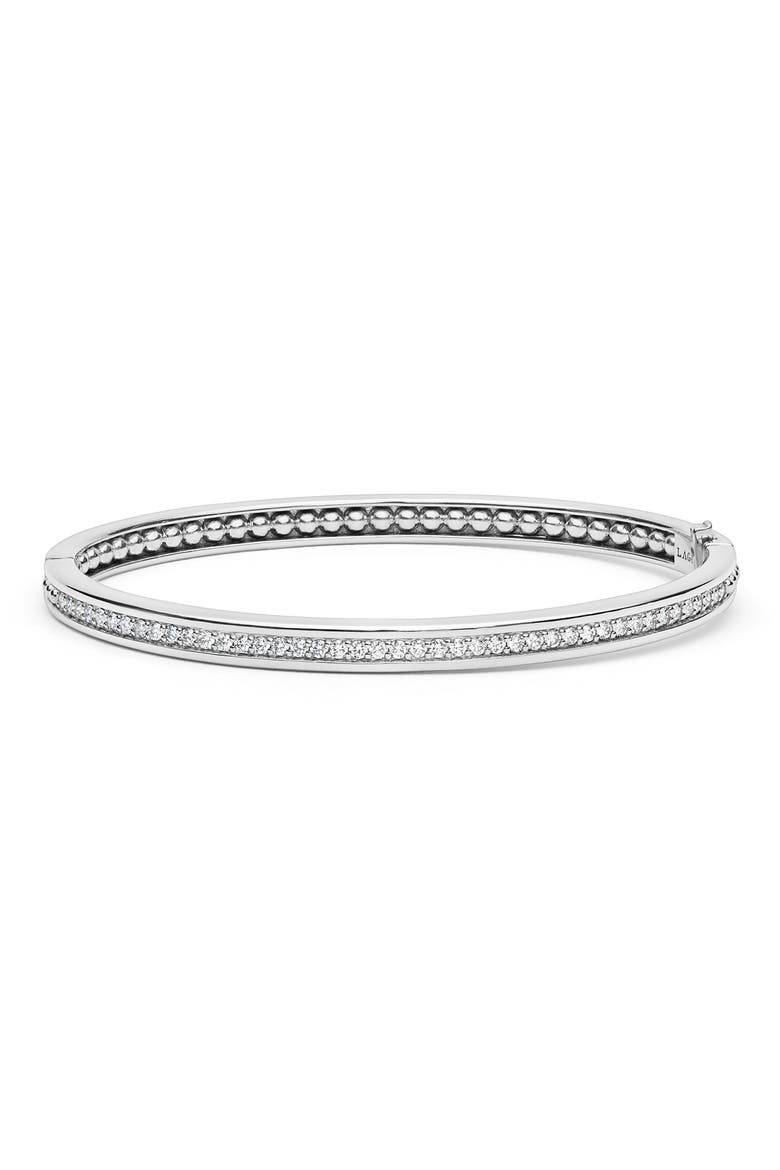 Caviar Spark Diamond Bangle Bracelet, Main, color, SILVER
