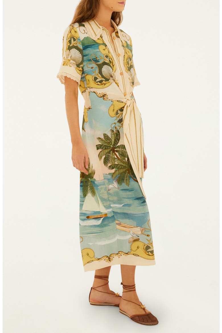 Royal Sea Tie Waist Midi Dress, Alternate, color, ROYAL SEA MULTICOLOR