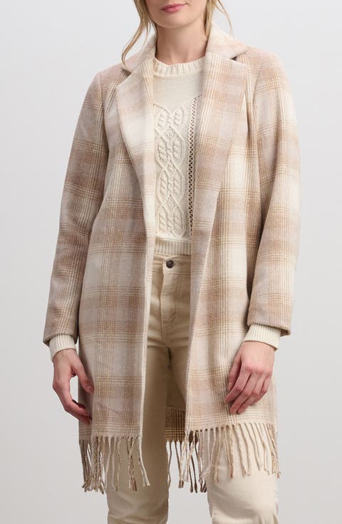 Plaid Fringe Coat
