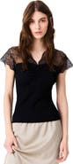 maje Jersey top with lace trim