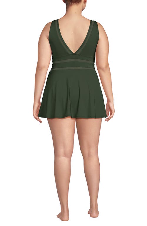 LANDS' END LANDS' END PLUS SIZE MESH V-NECK MINI SWIM DRESS SWIMSUIT 