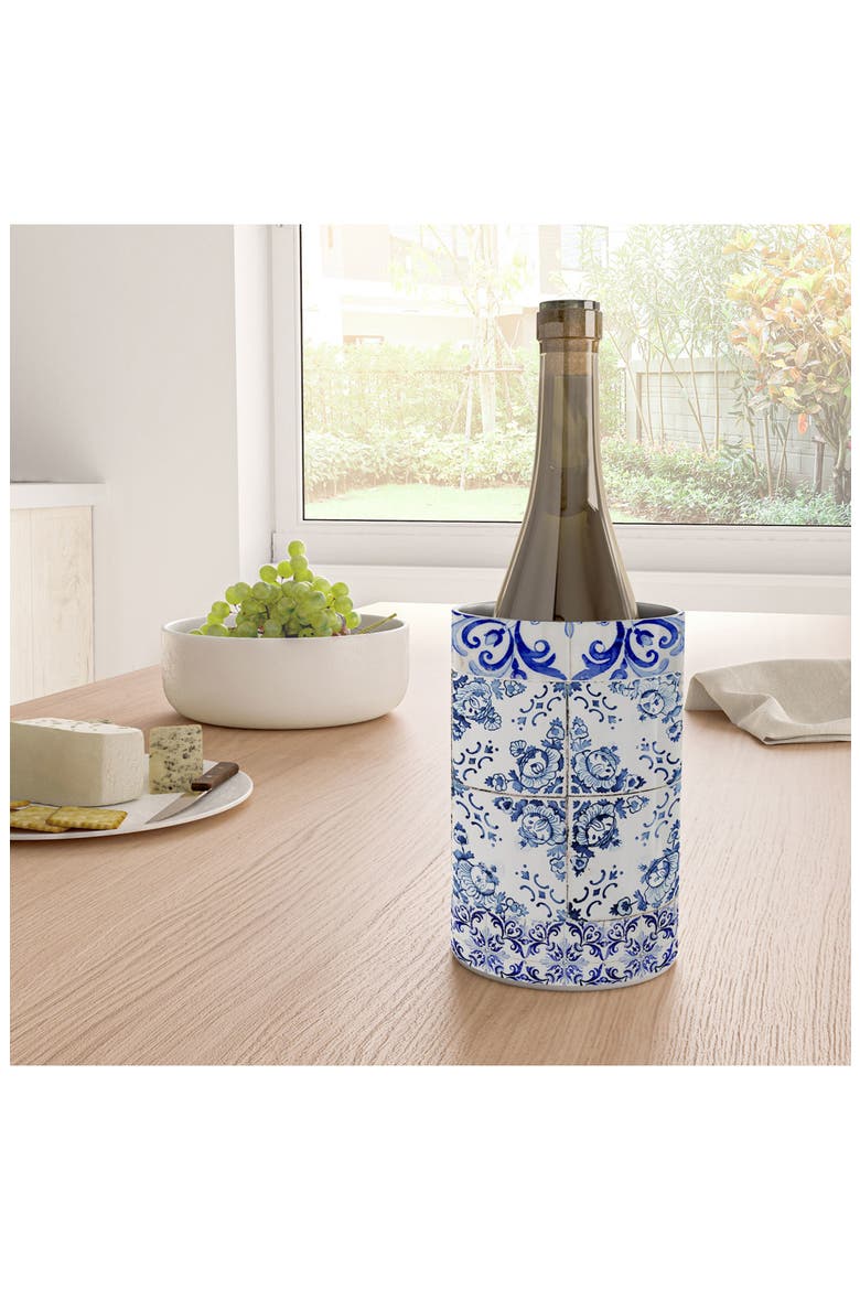 Portuguese Azulejos Wine & Champagne Chiller, Alternate, color, BLUE