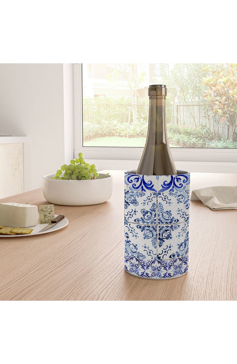Deny Designs Portuguese Azulejos Wine & Champagne Chiller, Alternate, color, Blue