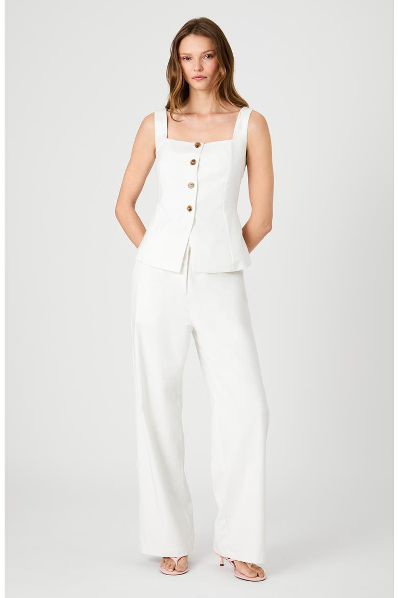 Square Neck Twill Top, Alternate, color, SUMMER WHITE