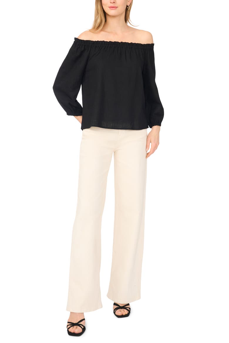 Off the Shoulder Puff Sleeve Top, Alternate, color, RICH BLACK
