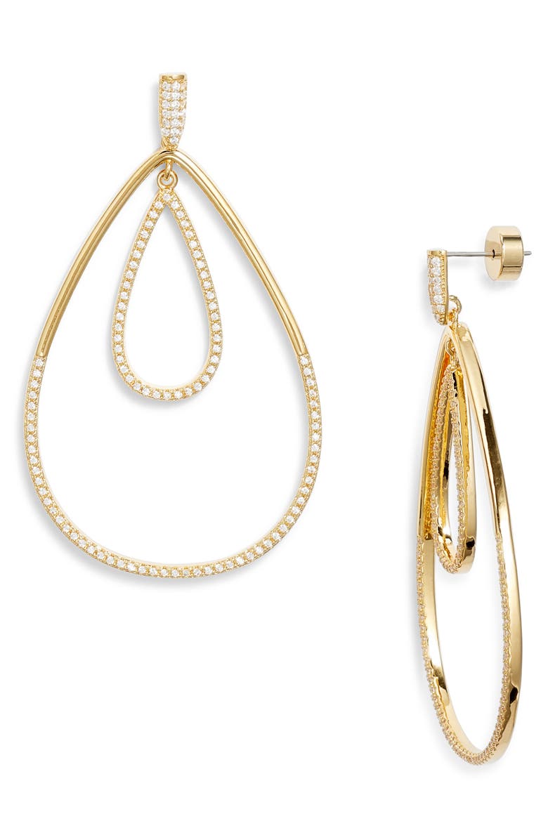 Nordstrom Cubic Zirconia Double Teardrop Earrings, Main, color,