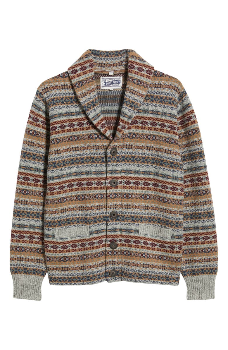 Schott NYC Men's Wool Blend Shawl Collar Cardigan, Alternate, color, Heather Grey