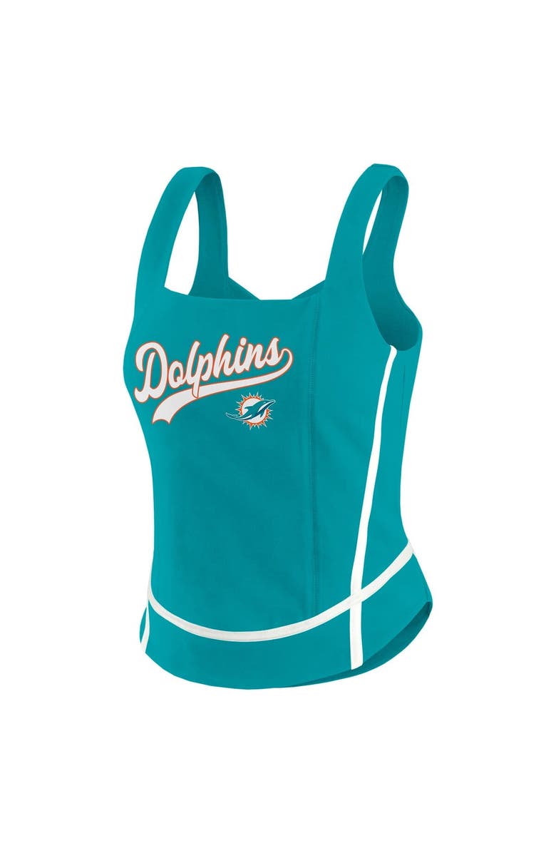 WEAR by Erin Andrews Women's WEAR by Erin Andrews Aqua Miami Dolphins Square Neck Tank Top, Alternate, color, Aqua