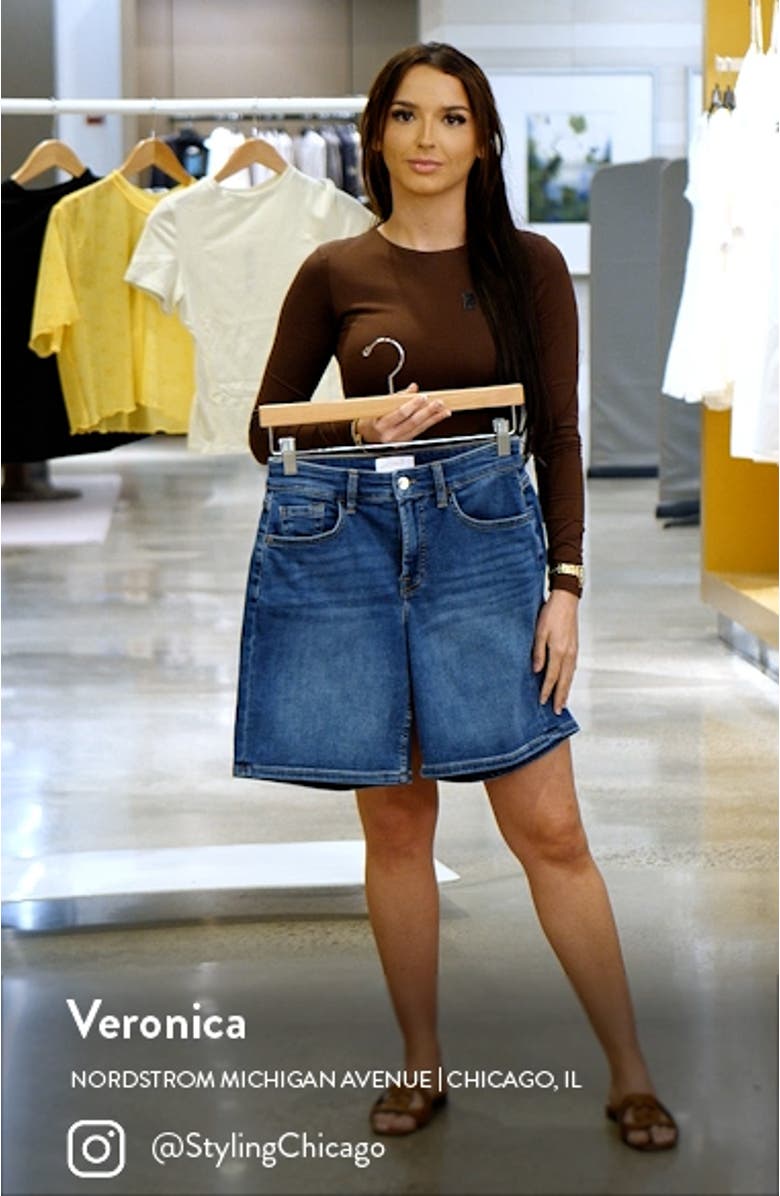 Boyfriend Mid Thigh Denim Shorts, sales video thumbnail