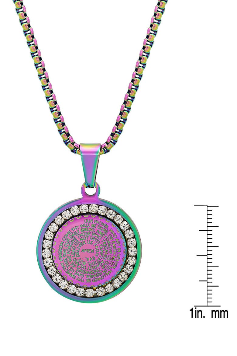 Iridescent Lord's Prayer Medallion Pendant Necklace, Alternate, color, MULTI