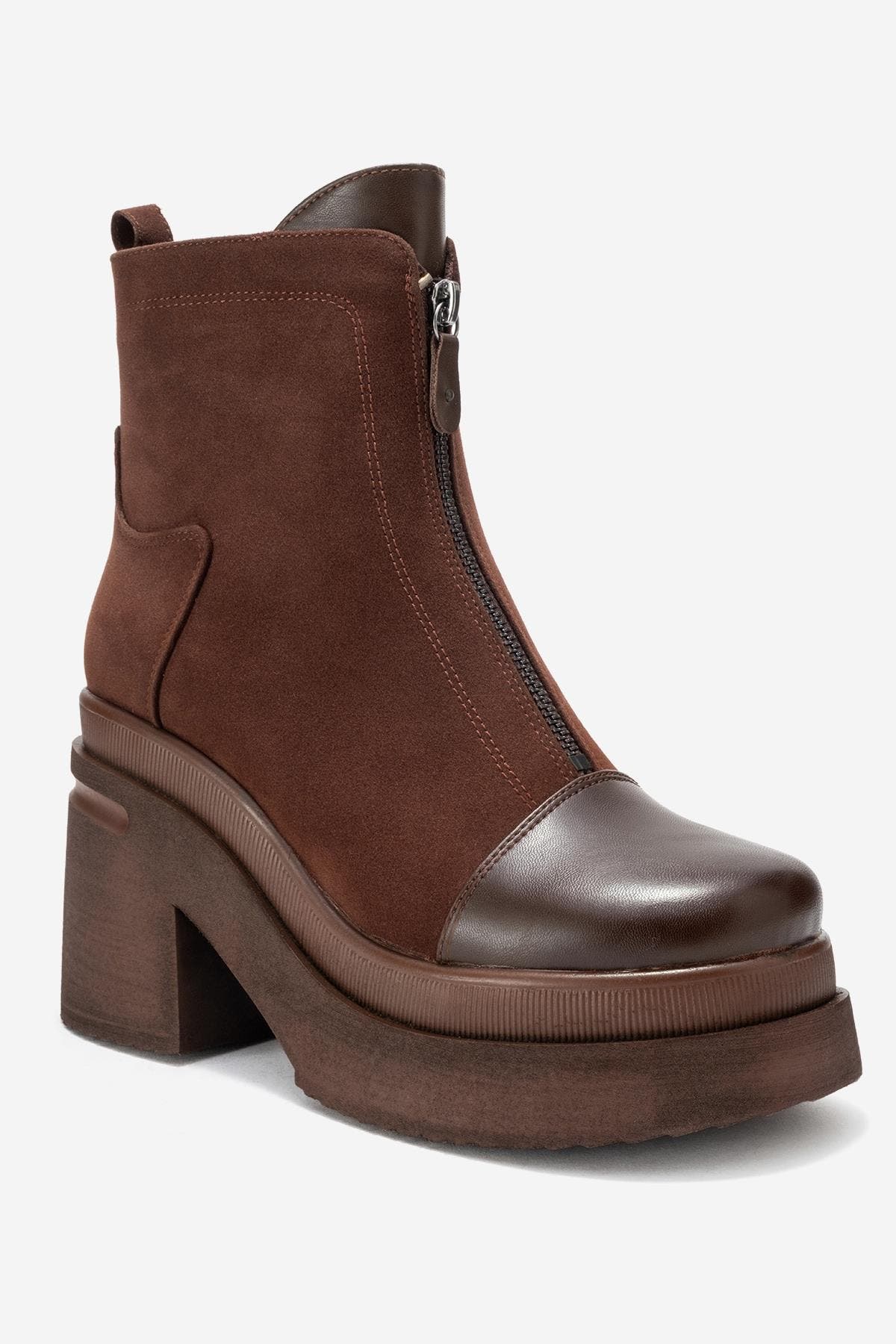 Prologue Shoes Ardenne Platform Zip Boot, Alternate, color, Brown Suede Faux Leather