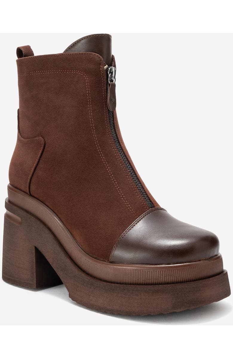 Prologue Shoes Ardenne Platform Zip Boot, Alternate, color, Brown Suede Faux Leather