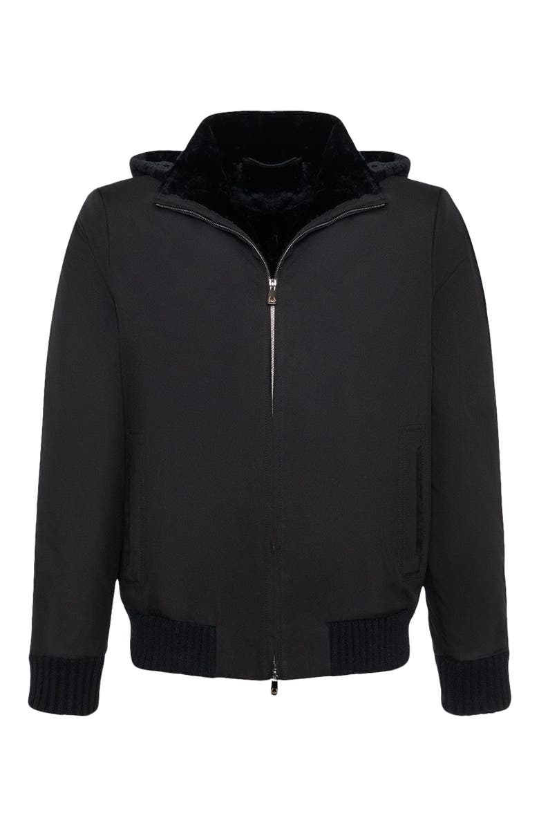 GORSKI Fabric Jacket With Lamb Lining, Alternate, color, Black/Black