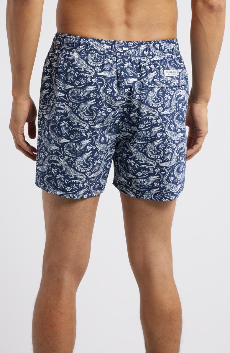 Fair Harbor The Bungalow Water Repellent Swim Trunks, Alternate, color, Navy Crocodile Wl