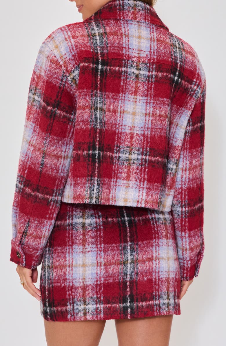 VICI Collection Margaret Plaid Crop Shirt Jacket, Alternate, color, Burgundy Multi