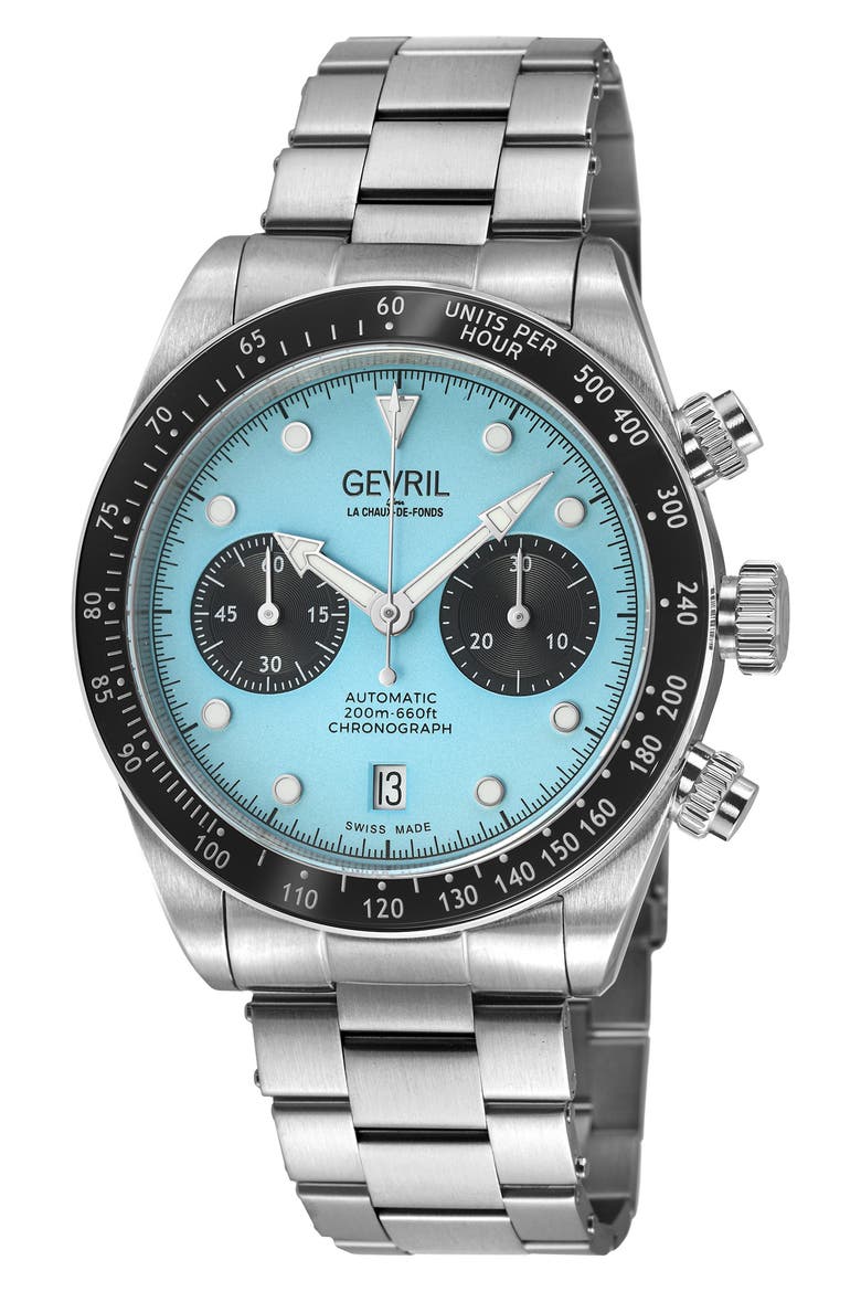 Barclay Automatic Chronograph Bracelet Watch, 42mm, Main, color, SILVER