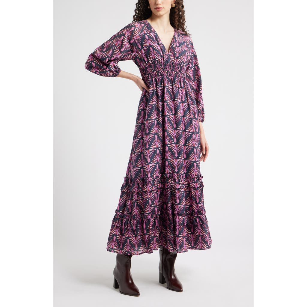Chelsea28 Tiered Ruffle Long Sleeve Maxi Dress In Purple