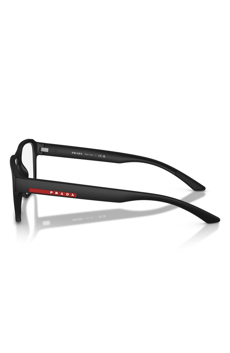 Prada Linea Rossa 52mm Irregular Optical Glasses, Alternate, color, Rubber Black