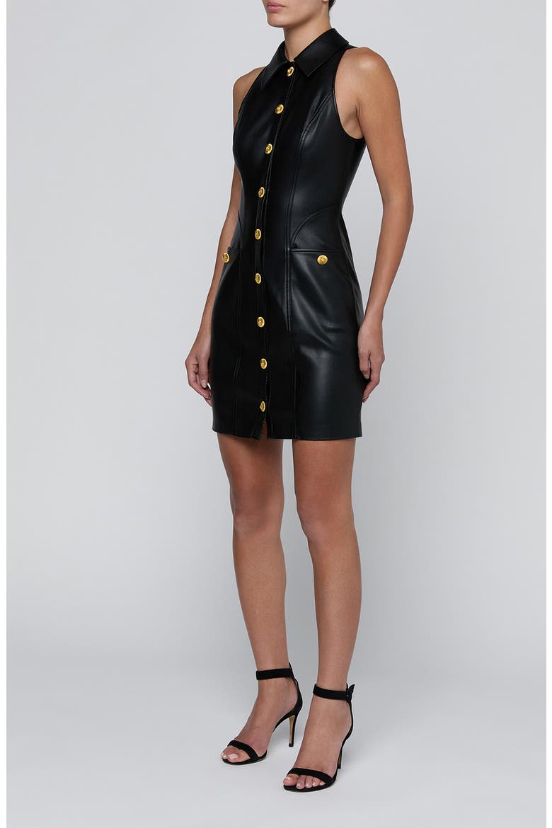 Apolline Faux Leather Sheath Dress, Alternate, color, BLACK