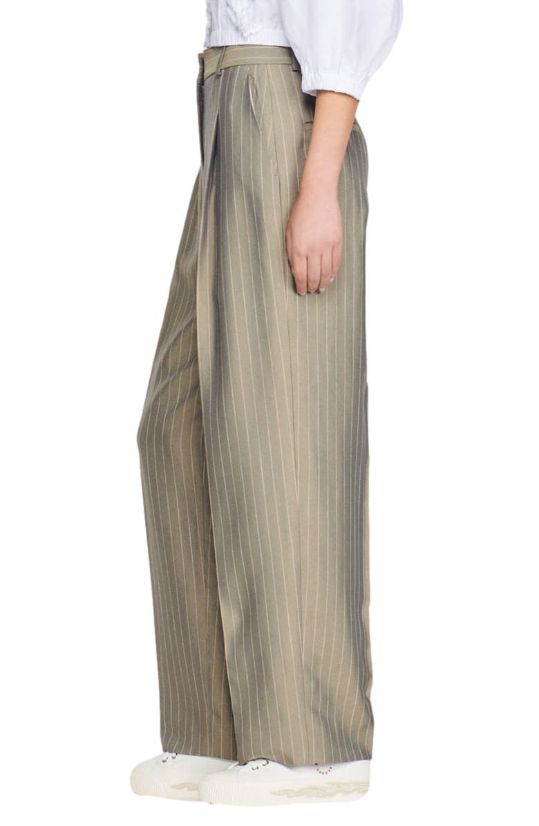 SANDRO Beryn Pinstripe Wide Leg Trousers, Alternate, color, 