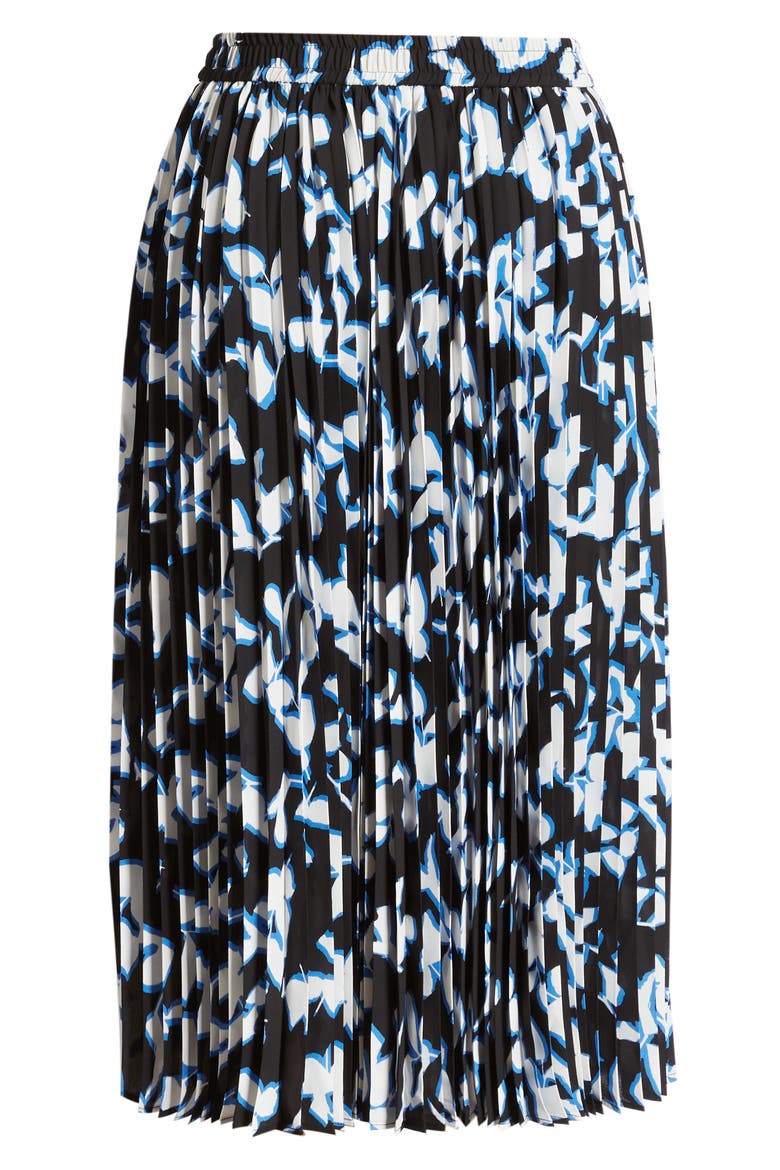 Pleated Chiffon Skirt, Alternate, color, BLACK FLORAL