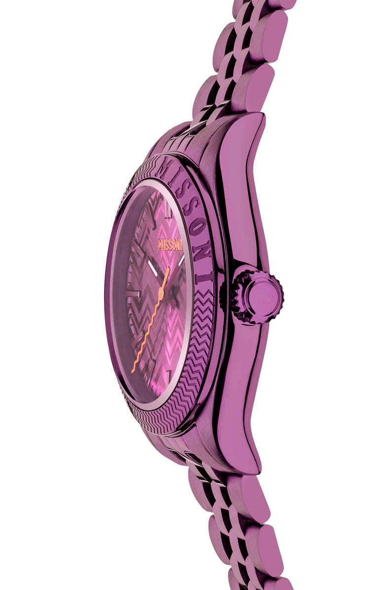 Missoni Classic Zigzag Bracelet Watch, 34mm, Alternate, color, Burgundy