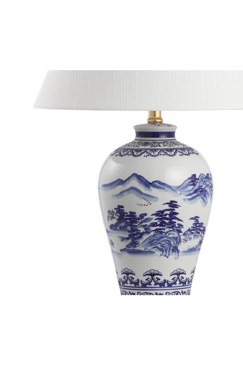 Zhou Ceramic/Iron Traditional Cottage LED Table Lamp, Alternate, color, Blue/White