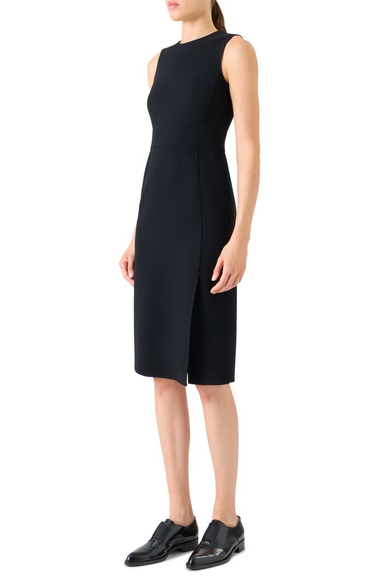 Akris Sleeveless Virgin Wool Sheath Dress, Alternate, color, Black