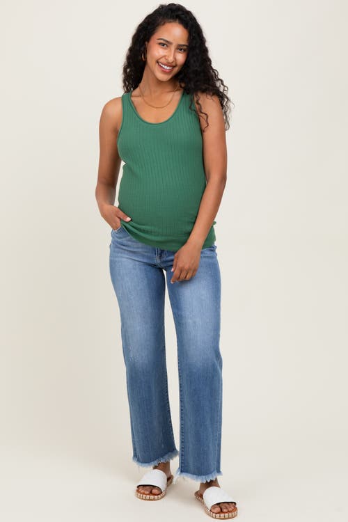 Pinkblush Frayed Hem Ankle Straight Leg Maternity Jeans In Blue